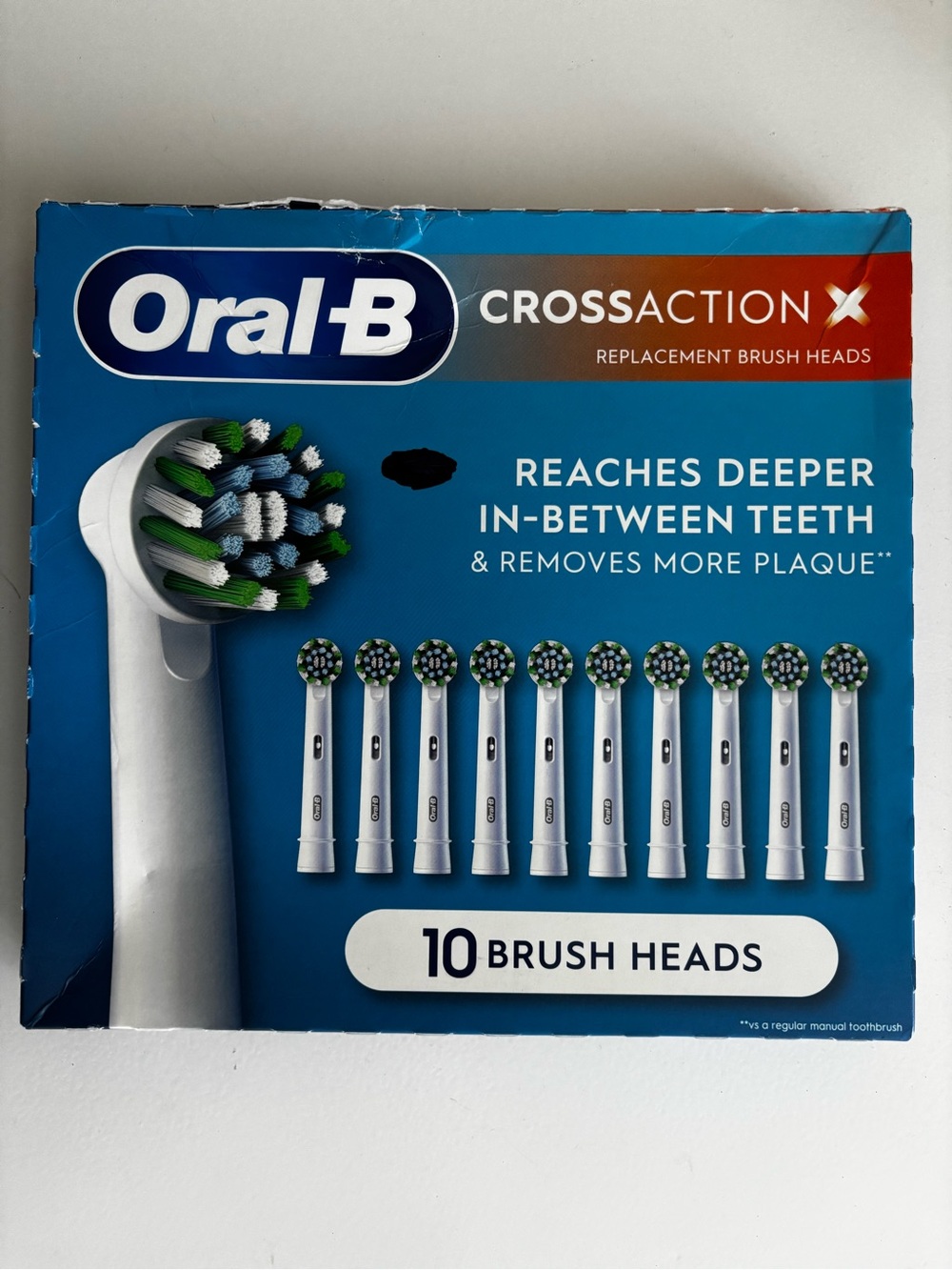 Oral-B CrossAction X Replacement Electric Toothbrush Heads, 10-count, White New